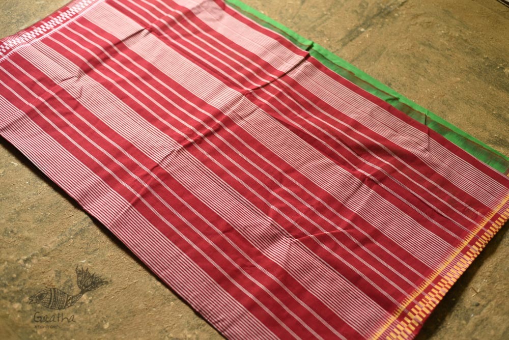 shop Handwoven narayanpet Pure Cotton green saree 