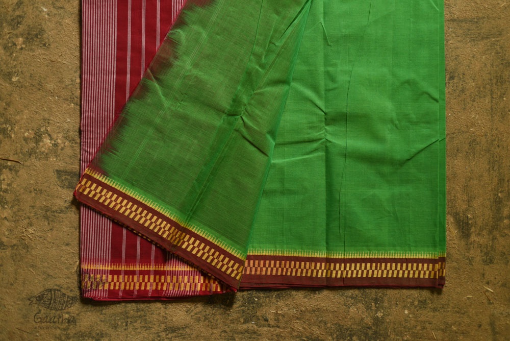 shop Handwoven narayanpet Pure Cotton green saree 
