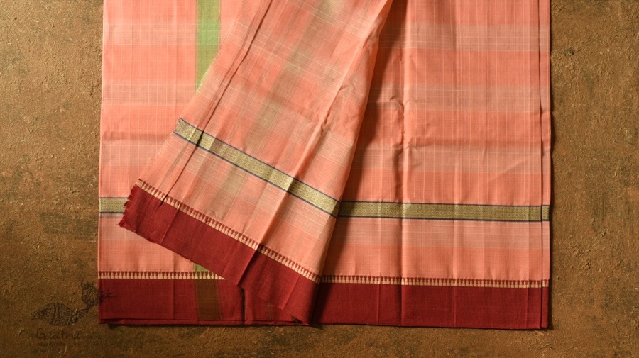 shop handwoven narayanpet cotton Saree - Peach