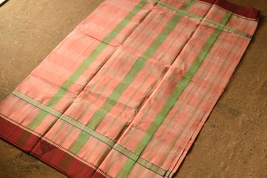 shop handwoven narayanpet cotton Saree - Peach