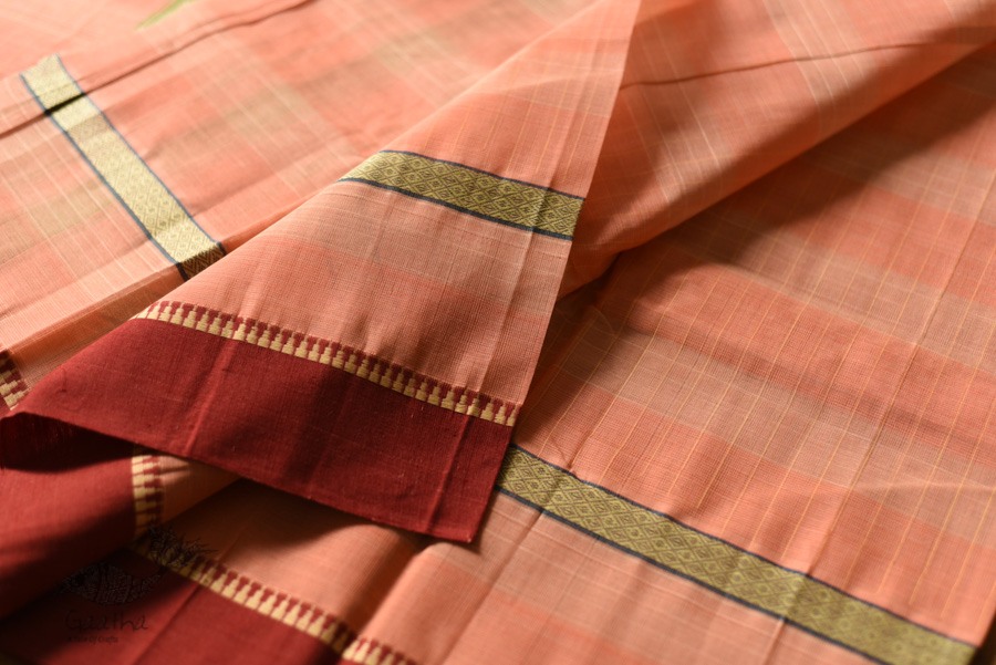 shop handwoven narayanpet cotton Saree - Peach