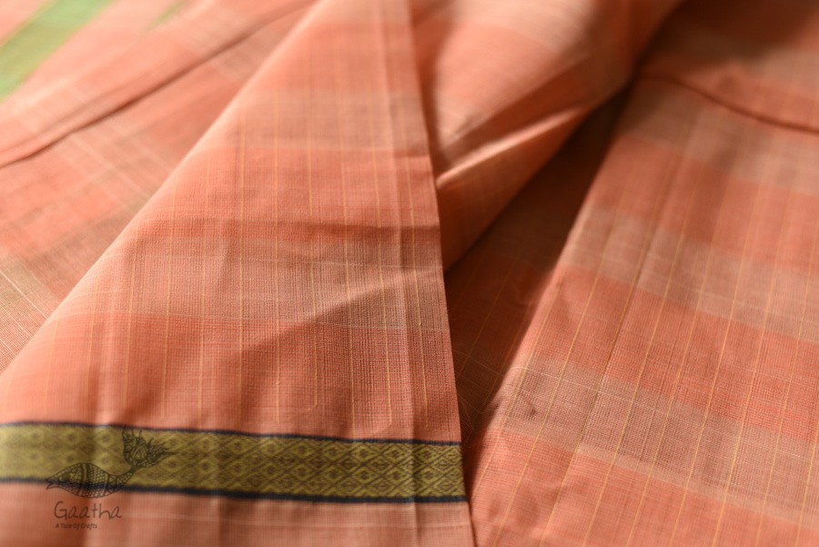 shop handwoven narayanpet cotton Saree - Peach