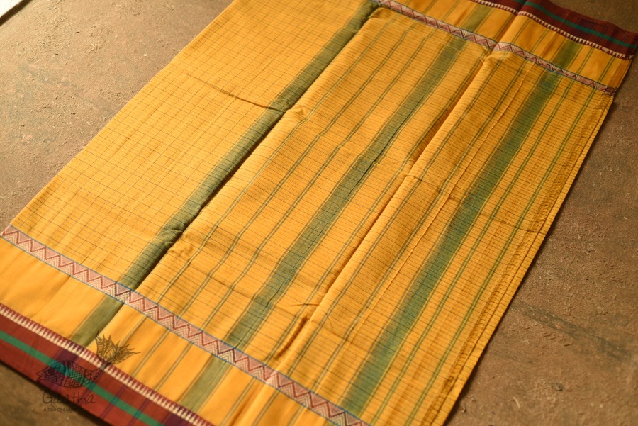 shop Narayanpet Handloom Cotton Yellow Saree With Red Border