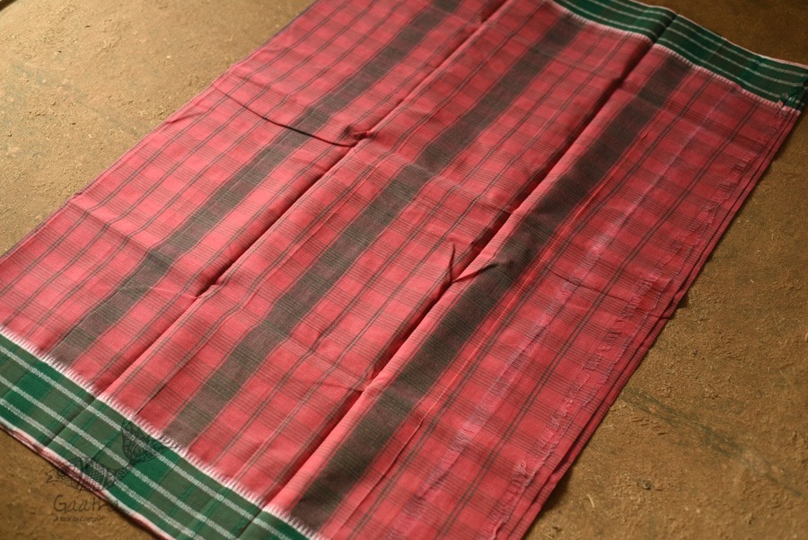 shop handloom narayanpet cotton Carrot Red Saree