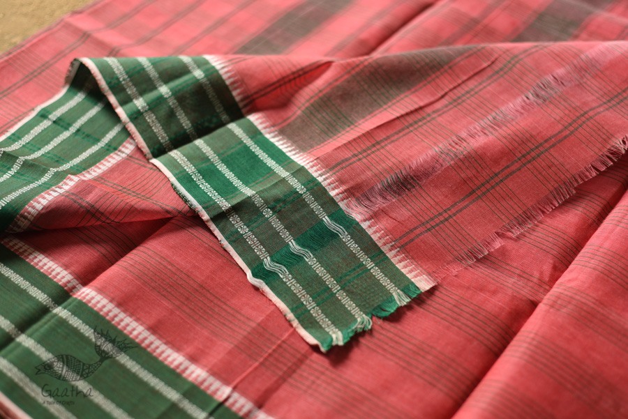 shop handloom narayanpet cotton Carrot Red Saree