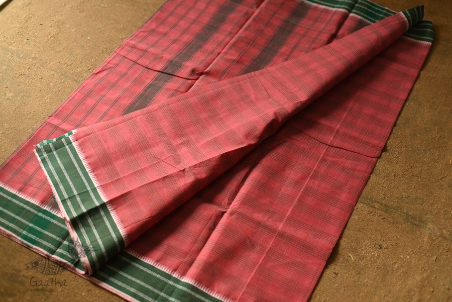 shop handloom narayanpet cotton Carrot Red Saree