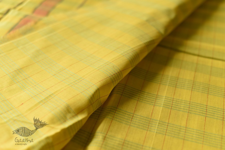 shop Narayanpet Handwoven Yellow Saree With Green Border