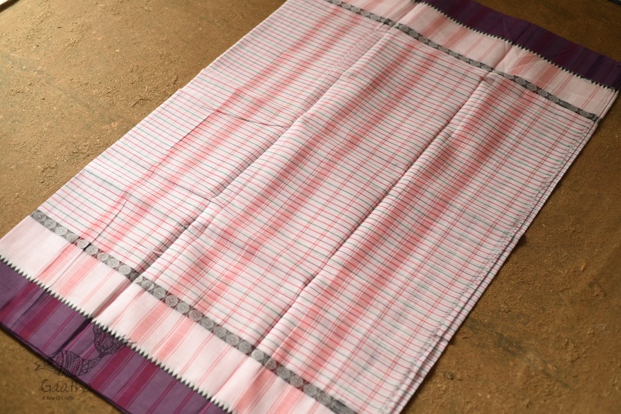 shop Narayanpet Light Pink Saree - Handwoven Cotton