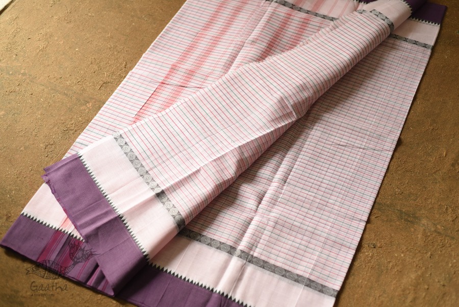 shop Narayanpet Light Pink Saree - Handwoven Cotton