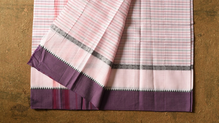 shop Narayanpet Light Pink Saree - Handwoven Cotton