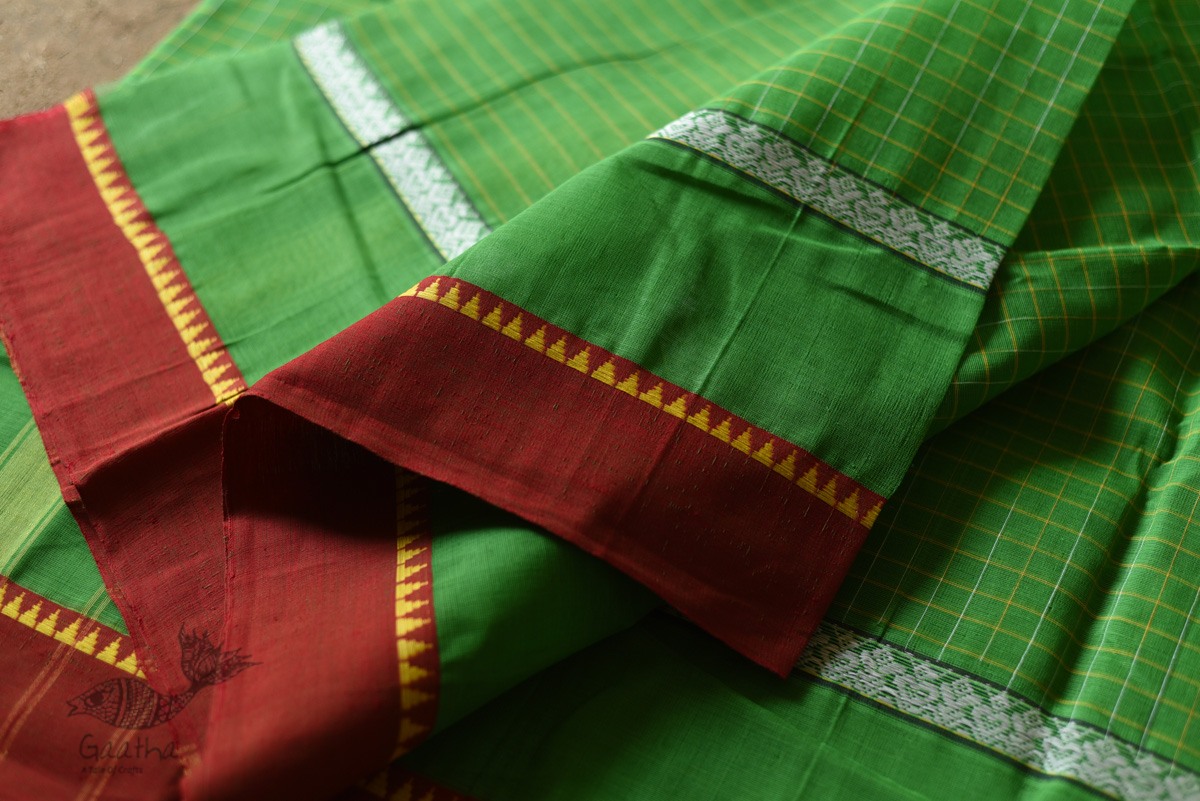 shop Narayanpet Parrot Green cotton saree