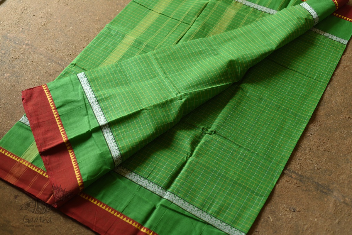 shop Narayanpet Parrot Green cotton saree