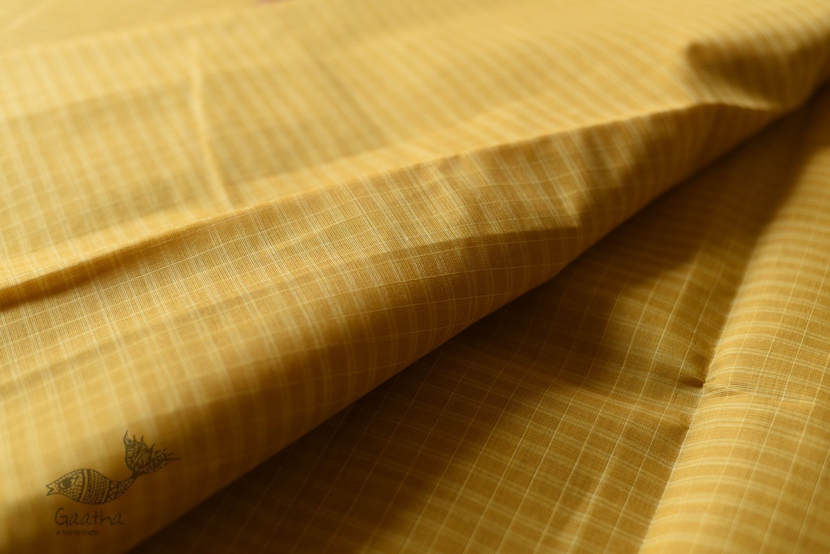 shop Narayanpet Yellow Saree - Handwoven Cotton