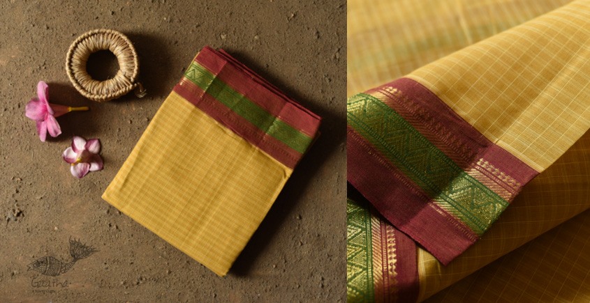 shop Narayanpet Yellow Saree - Handwoven Cotton