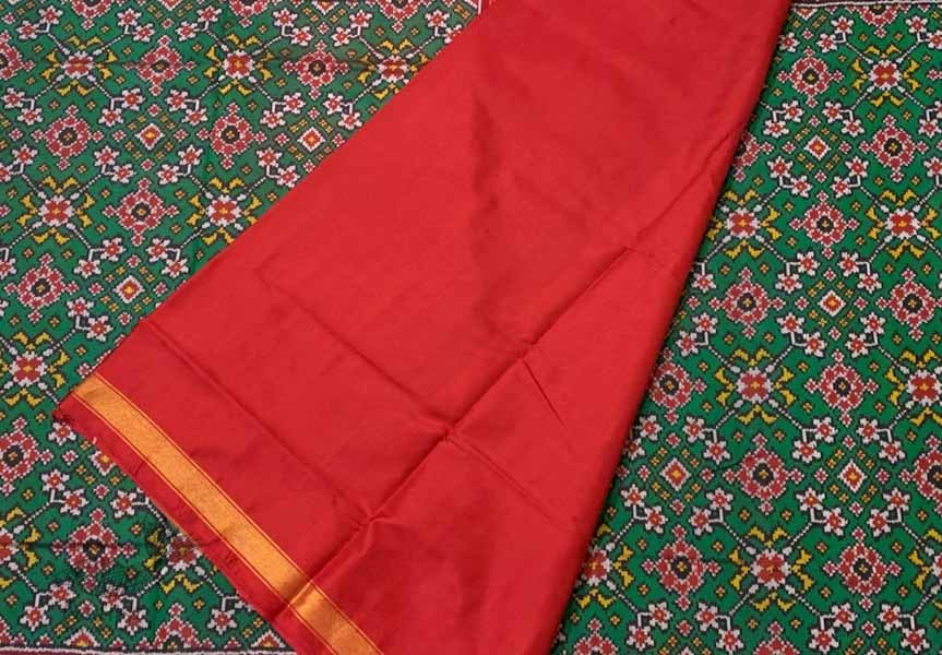 पारिजात ✼ Single Ikat Patola  ✼ Silk  Saree ✼ 10