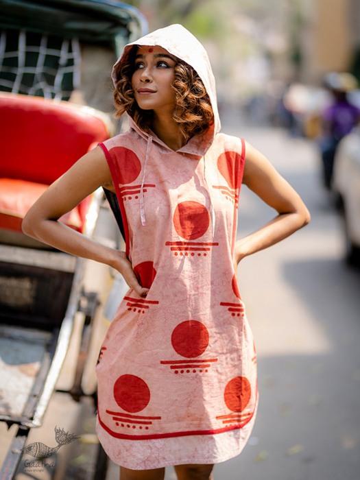 shop Dabu- Handblock Print - Bawra Sleeveless Summer Dress