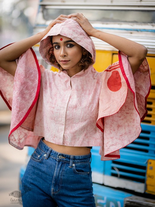 shop Dabu- Handblock Print - Bindi Circular Sleeve Blouse -Top