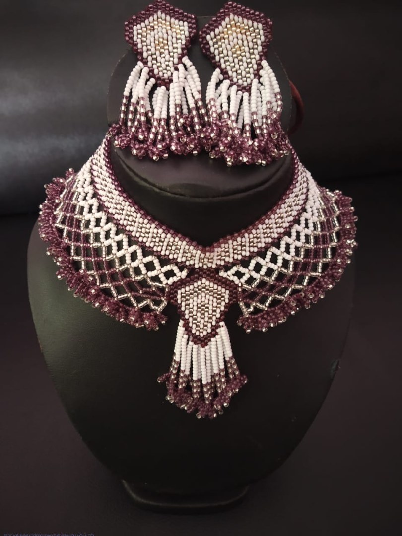 Handmade Bead jewelry ~ Necklace and earring set Purple