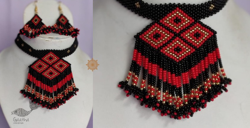 Handmade Bead jewelry ~ Black Necklace and earring set