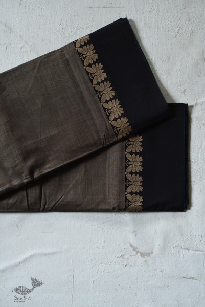 Plain Handloom south cotton saree - black 