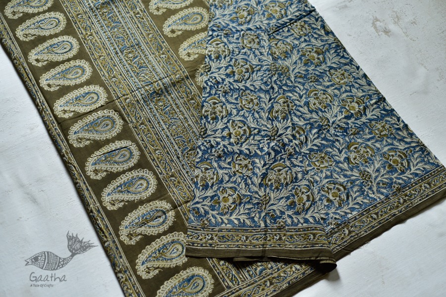 shop exclusive handloom hand block printed kalamkari cotton saree