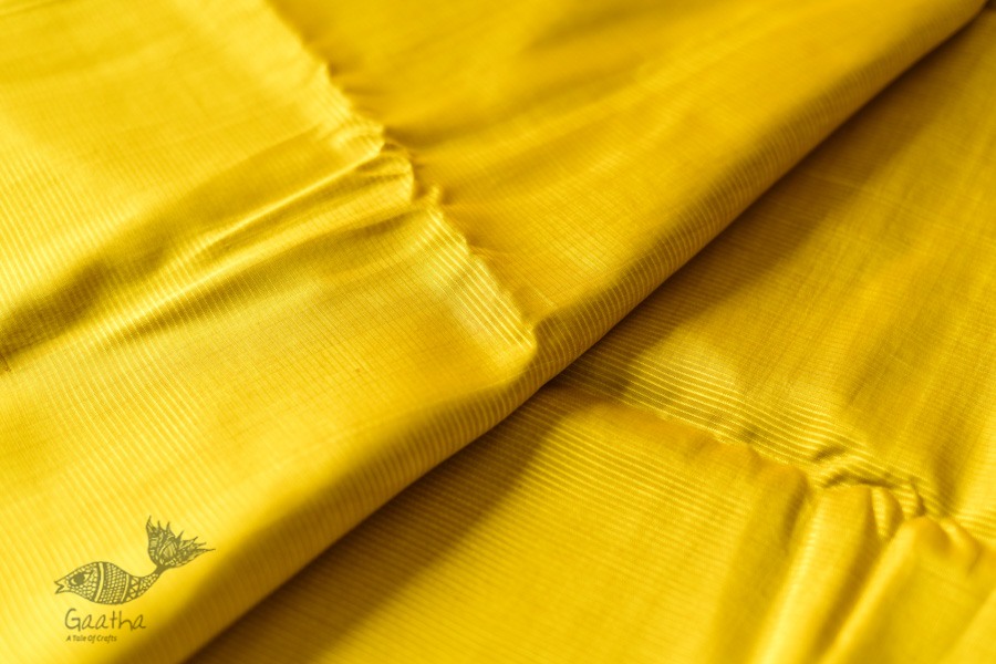 shop Yellow Silk Saree With Ikat Silk Blouse Piece