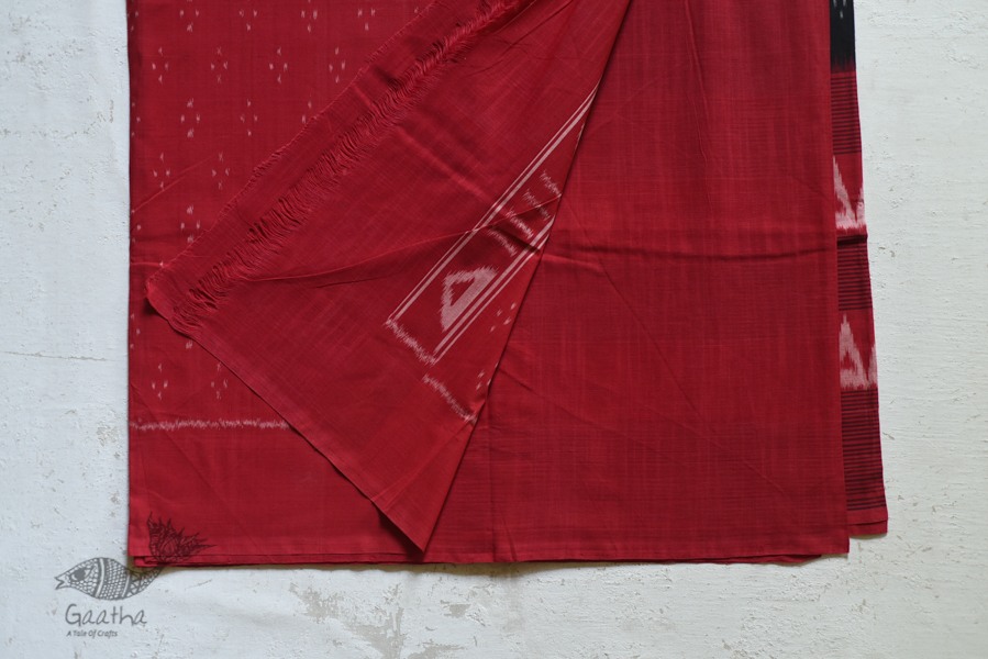 shop Pure Cotton Ikat Red & Black Saree