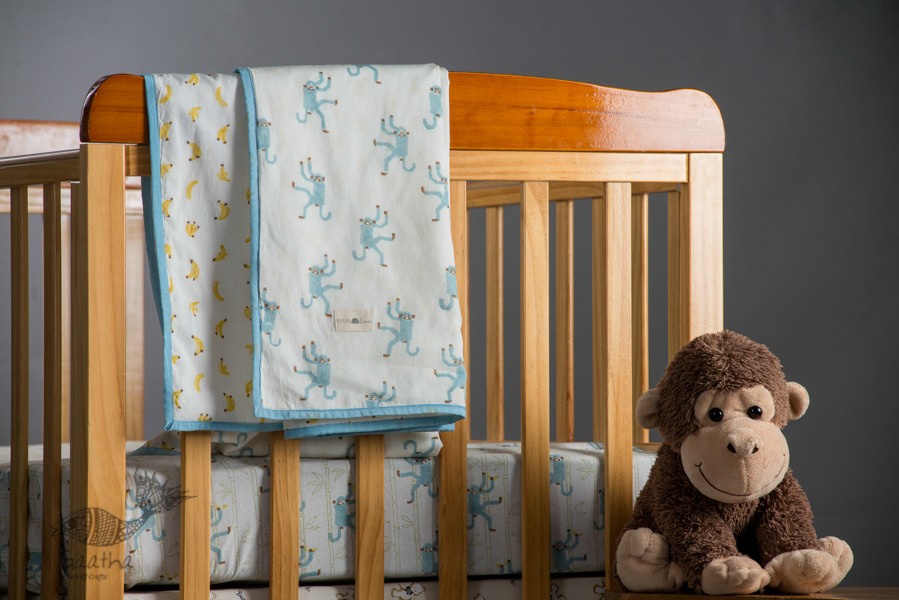 shop designer block printed baby Dohar/Blanket with soothing palettes and colors