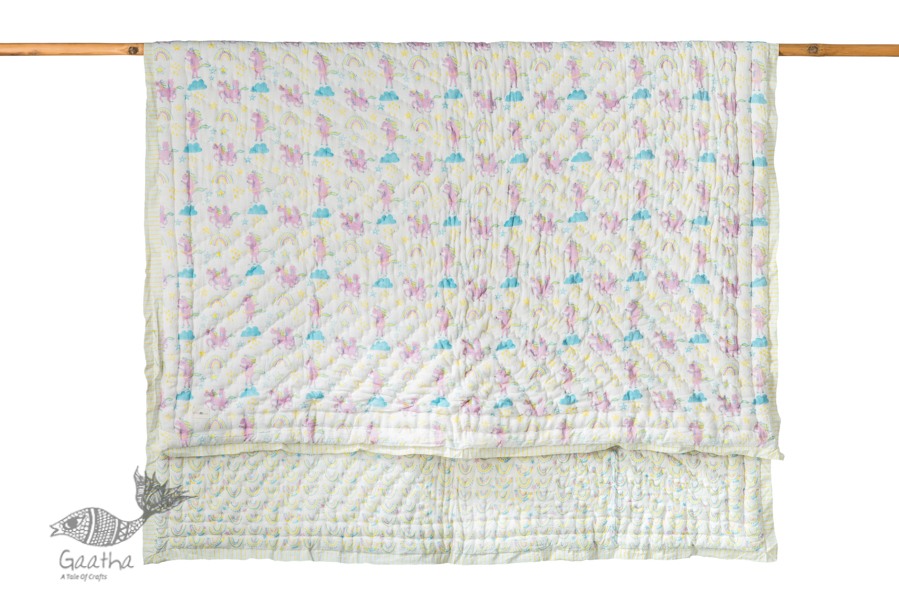 shop designer block printed baby quilt with soothing palettes and colors