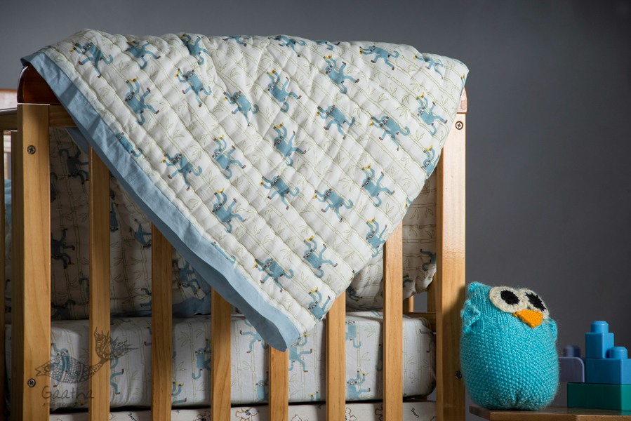 shop designer block printed baby quilt with soothing palettes and colors