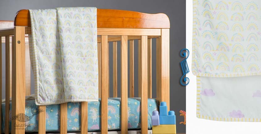 shop designer block printed baby Dohar/Blanket with soothing palettes and colors