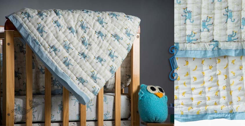 shop designer block printed baby quilt with soothing palettes and colors