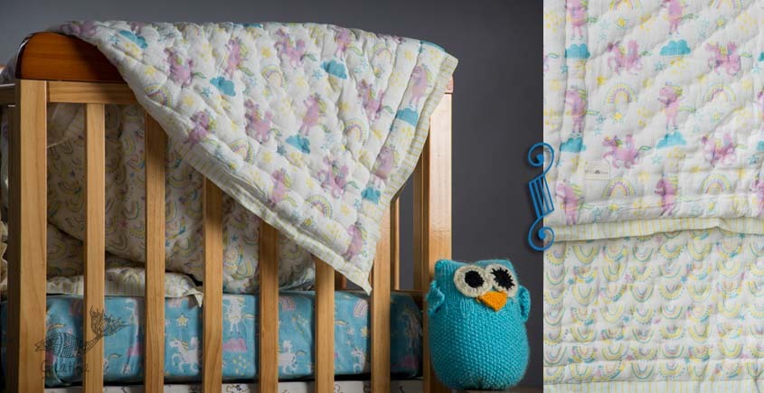 shop designer block printed baby quilt with soothing palettes and colors