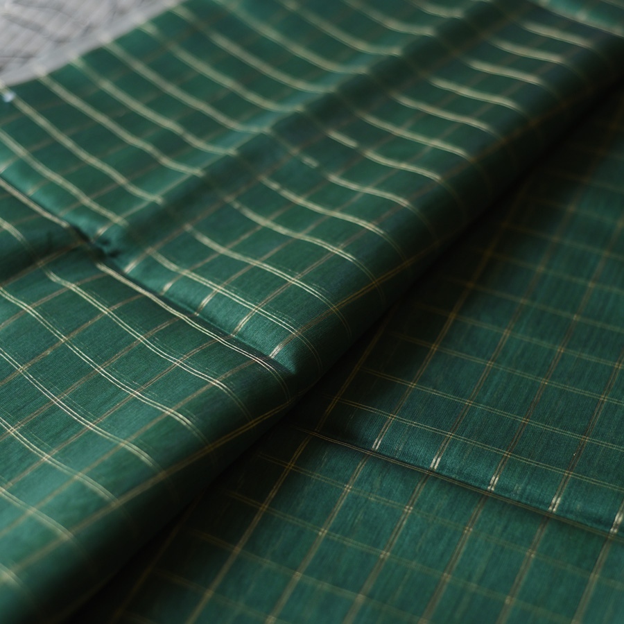 buy Bottle green Maheshwari pure silk saree antique gold zari weave, Gaatha collection