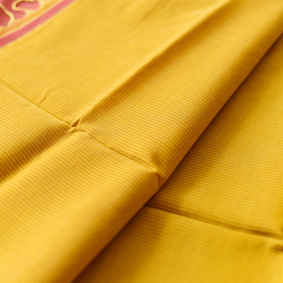 buy Handloom Maheshwari Self Stripe Saree - Yellow