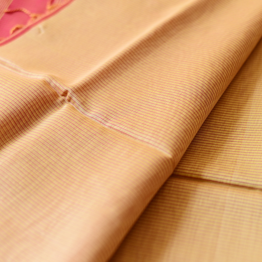 buy Handloom Self Stripes Maheshwari Silk Saree