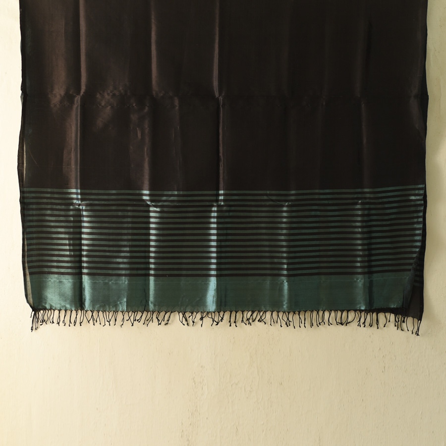 shop Maheshwari Zari Stripes - Dress Material (Top & Dupatta) - Black & Blue