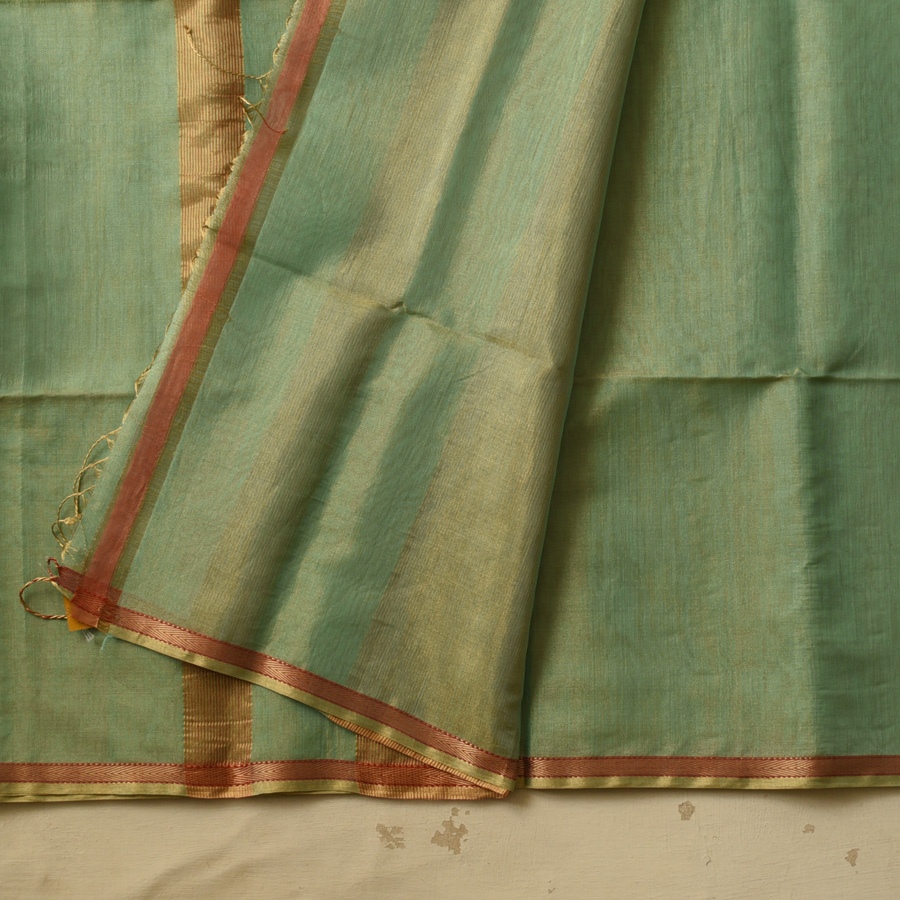 buy Maheshwari Silk - Golden Zri And Tissue Pistachio Green Saree 