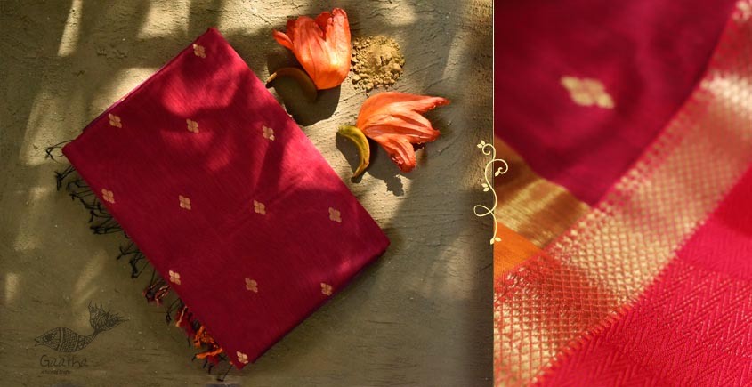 RESHAWeaves - Maheshwari Cotton Silk Eco Printed Saree