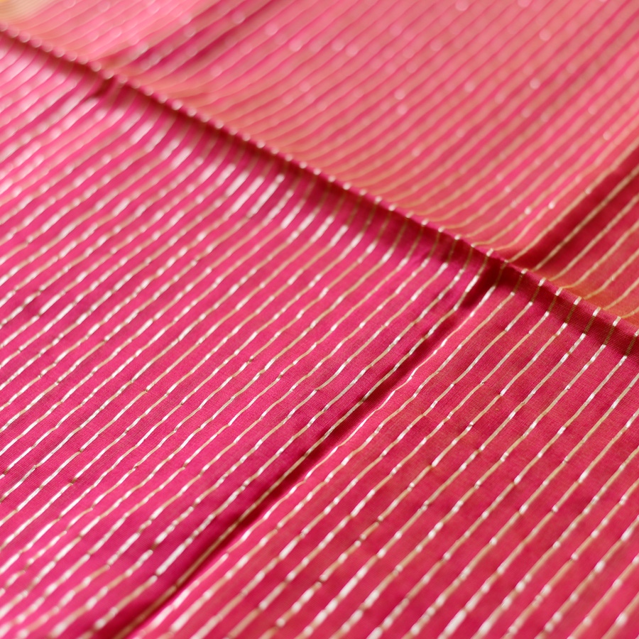 buy Zari Stripes Maheshwari Silk Saree ~ Yellow