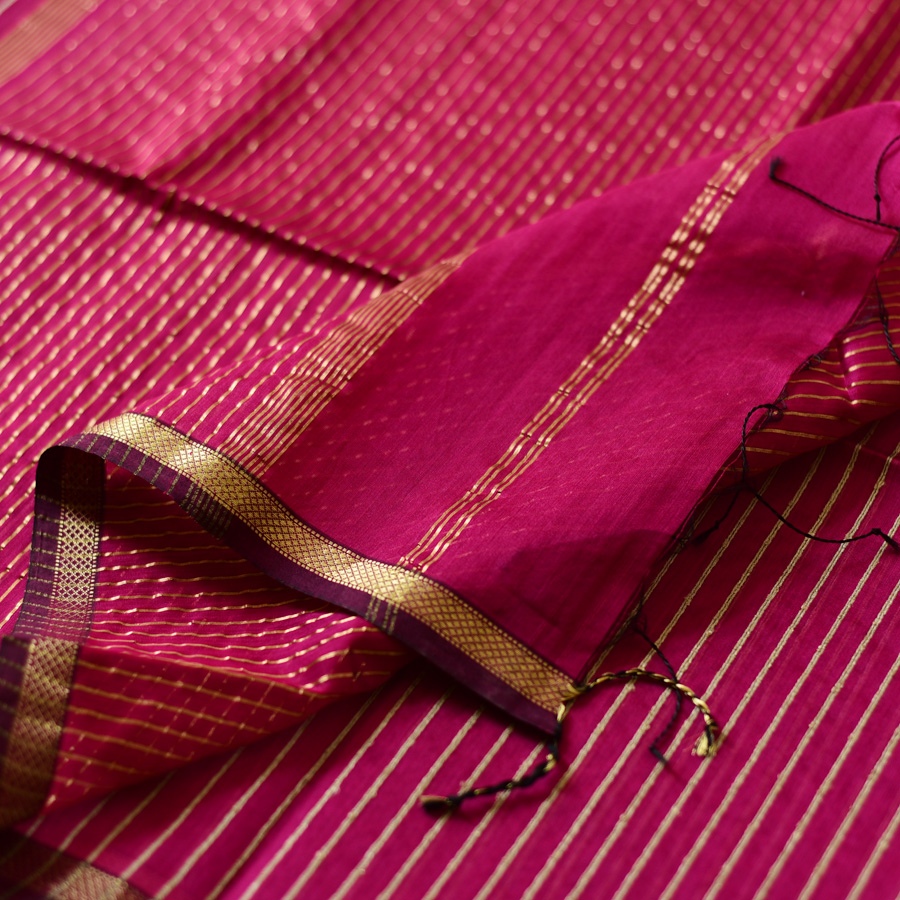 buy Handloom Rani Pink Maheshwari Silk Saree