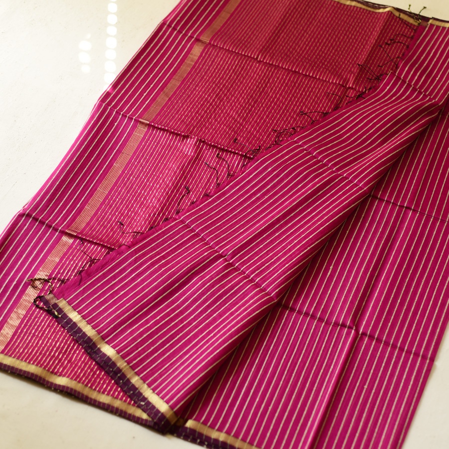 buy Handloom Rani Pink Maheshwari Silk Saree