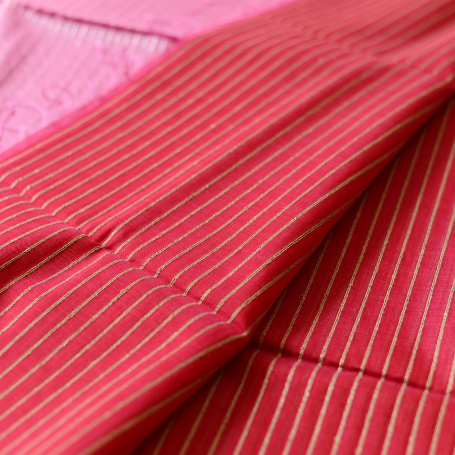 buy Handloom Maheshwari Saree ~ Red With Pink Pallu