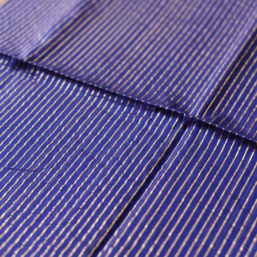 buy Zari Stripes Maheshwari Saree ~ Royal Blue