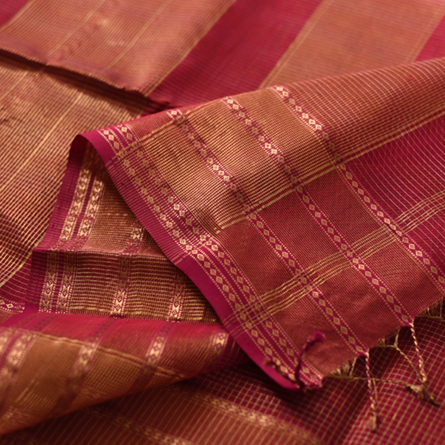 buy Handwoven Maheshwari Silk Magenta Saree