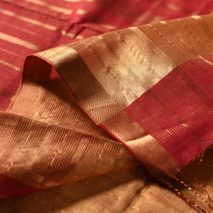 buy Handwoven Maheshwari Stripe Silk & Zari Saree