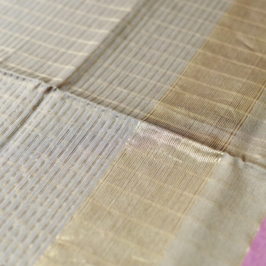 buy Handloom Maheshwari Silk Checks Saree ~ Mauve Pink