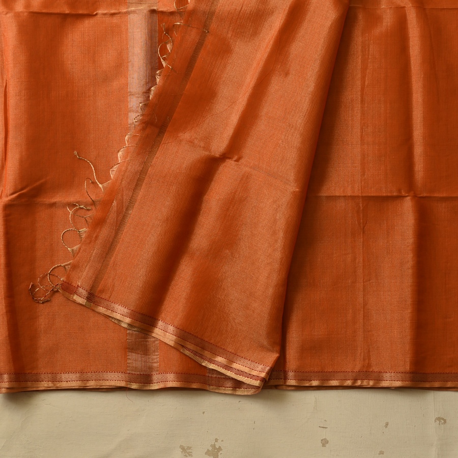 buy Maheshwari Silk - Golden Zri And Tissue Saree  orang