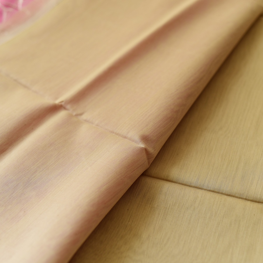 buy Handloom Silver Zari Maheshwari Silk Saree ~ Beige saree with Light Pink Pallu
