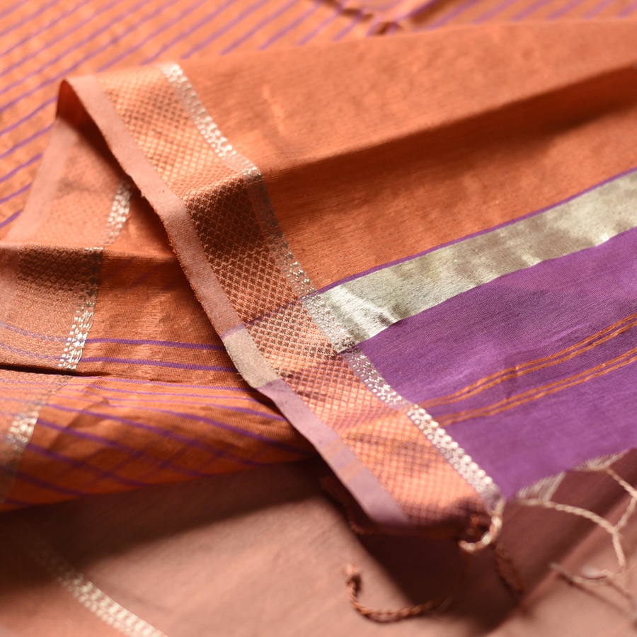 shop Maheshwari Handloom | Allover Zari Stripe Saree